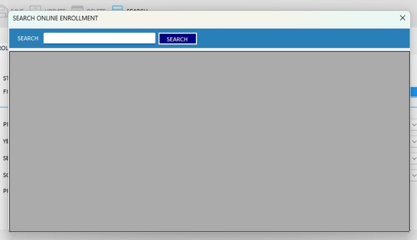 Figure 3.14. Search the student in the online enrollment list.