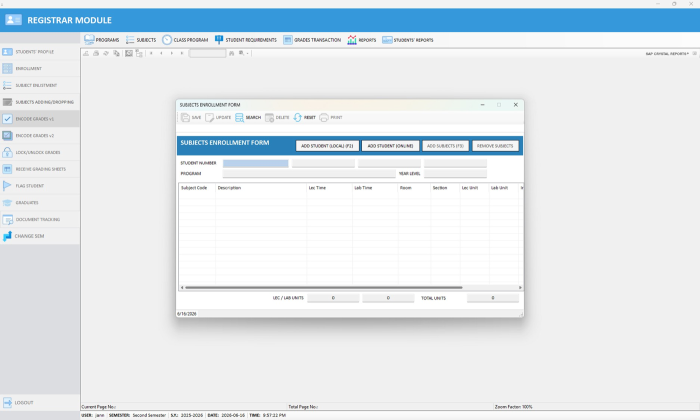 Figure 3.17. Subjects Enrollment Form — click "Add Student (Online)."