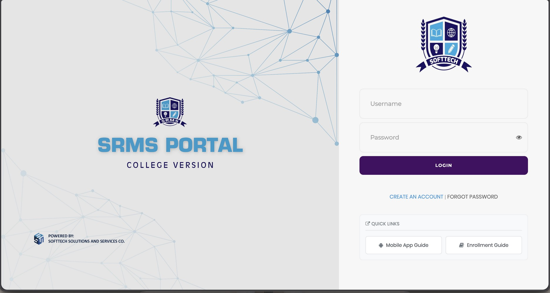 Figure 4.1. SRMS Portal login page — sign in with your existing account.